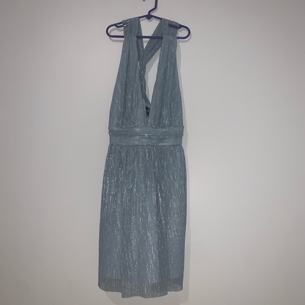 Lulus Metallic Stripe Twist Back Cocktail Dress